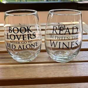 Bookish Wine Stemless Wine Glasses, set of two